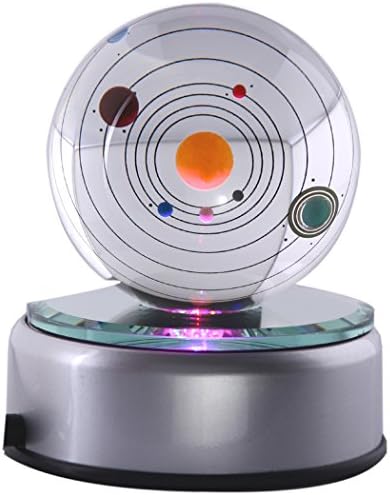 Solar System Crystal Ball 80mm with Multicolor LED Light Rotating Base