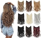 XBwig Straight Curly Hair Extensions 2019 Realistic Hair Natural Fluffy No Clip In Hair Extensions Invisible Crown Wavy Hairpieces 22