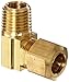 Anderson Metals 50069 Brass Compression Tube Fitting, 90 Degree Elbow, 3/8