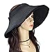 Beautyer 2 Pack Women's Wide Brim Roll Up Floppy Beach Straw Sun Hat Visor Cap (Black & White)