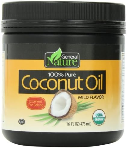 General Nature Kosher 100% Pure Organic Coconut Oil Mild Flavor 16 OZ