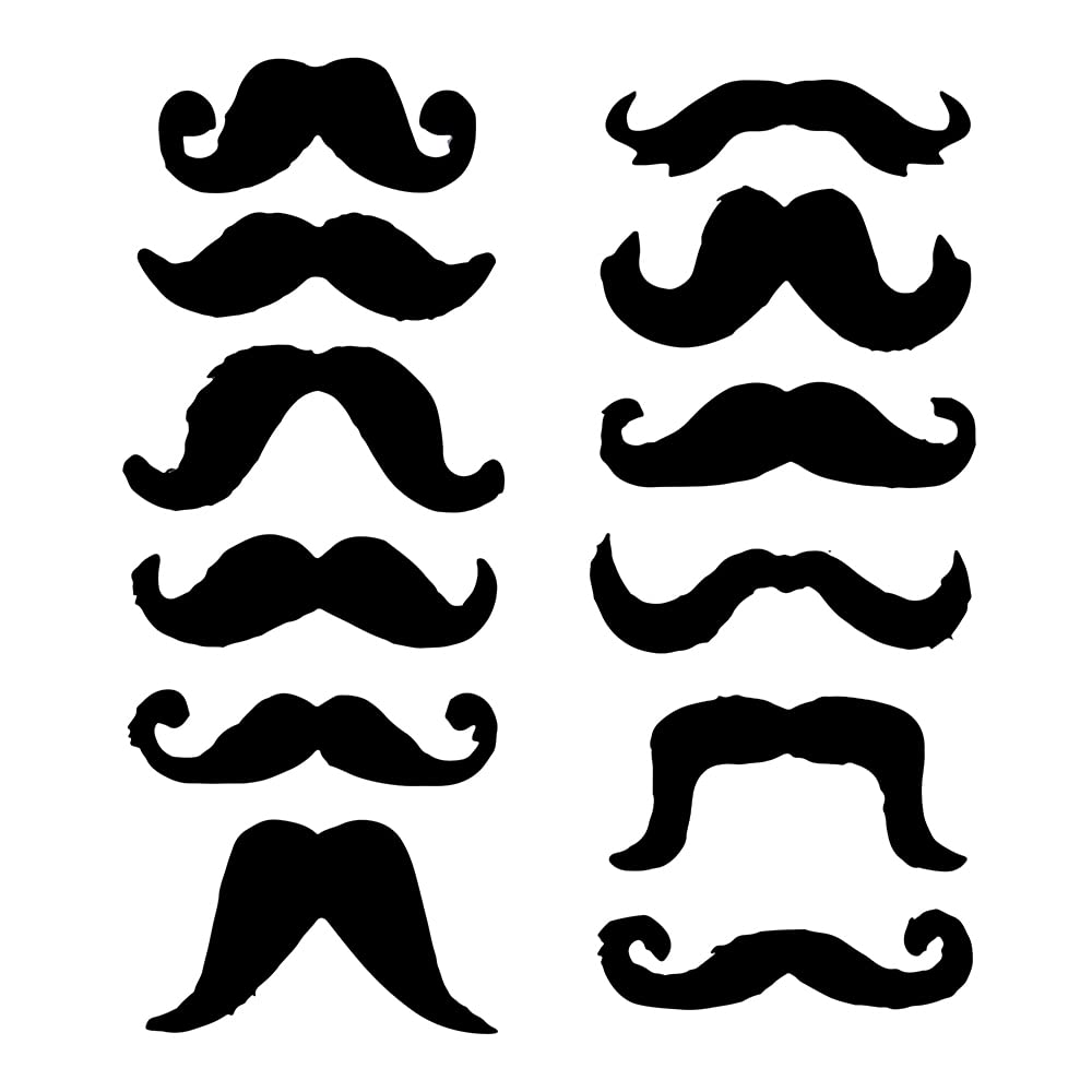 12pcs Novelty Black Fake Moustaches Stick On - Novelty Stick On Moustache Fancy Dress Accessory for Kids or Adults Mexican Costumes - Self Adhesive Black Fake Mustache for Mens 70s Fancy Dress