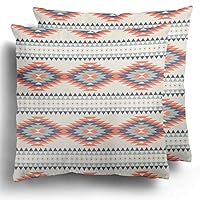 Starohou Throw Pillow Cover 2 Pack Ikat Ethnic Pattern American Indian Motifs Aztec Tribal Pale Gamma Native Navajo Cushion Case for Couch Bed Home Decor 20 x 20 Inches