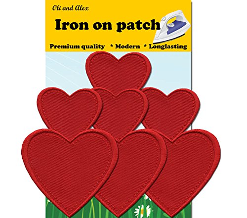 Iron On Patches - Red Heart Patch 7 pcs Iron On Patch Embroidered Applique A-150