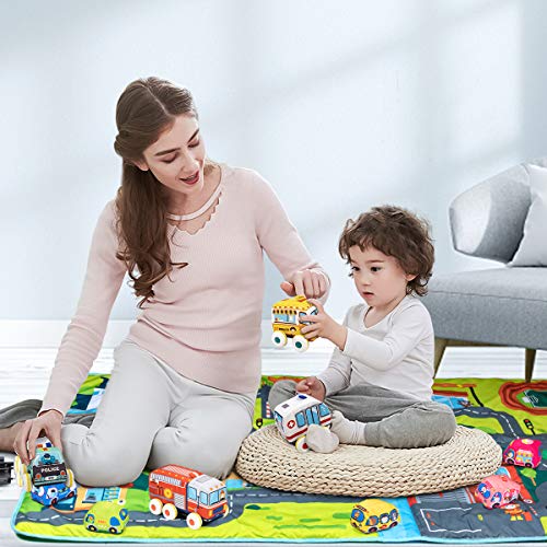 UNIH Pull Back Cars for Toddlers Aged 1 2 3 Year Old, Soft Car Toy Set