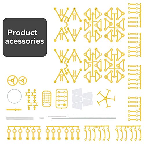 INTSUN Strandbeest Model Kit Wind Power Beast Standbeest Toy DIY Creative Turbine Wind Power Beast Mini Educational Walkable Strandbeest Birthday Gifts for Kids (Yellow)