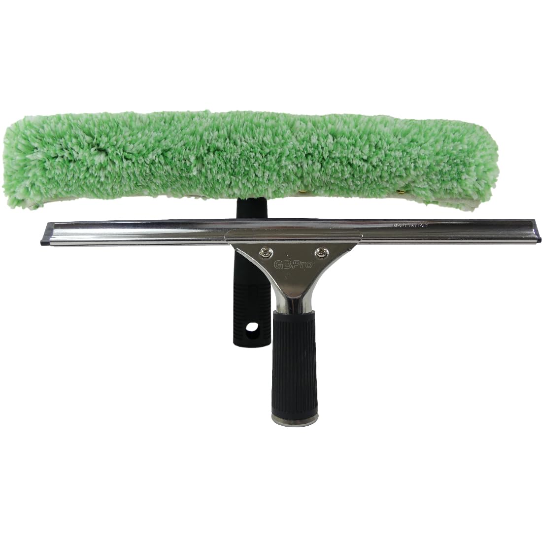 GBPro Professional Window Squeegee Stainless Wiper 35cm / 14 inches + T Bar & Glass Microfibre wash Sleeve - Ultimate Window Cleaning Equipment