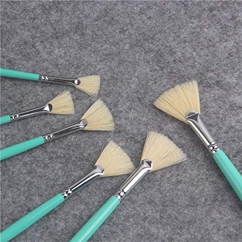 Paint Brushes 6pcs/Set Fresh Blue Rod Pig Bristle Fish Tail Fan shap Oil Paint Brush Art Gouache Watercolor Brush Acrylic Paints Art Supplies