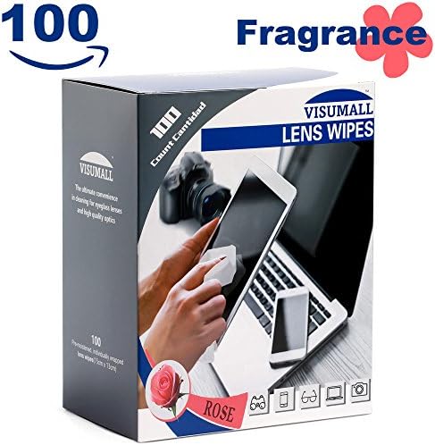 VISUMALL 100 Lens Wipes - Pre-Moistened Cleaning Wipes Portable Travel Cleaner with Light Fragrance Nonirritating (Rose)
