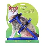 Pecute Pet Cat Lead Leash Halter Harness Kitten Nylon Strap Belt Safety Rope Adjustable Cat Dog Collar (Blue)