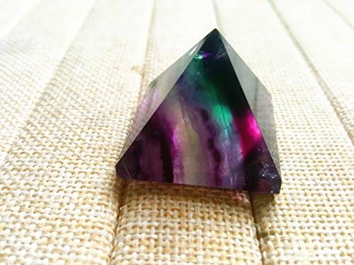 Besthk 1 (ONE) Crystal Gem Pyramid Engraved Pyramid Shaped Chakra Stone - Reiki - Metaphysical (Fluorite Quartz, 3cm)