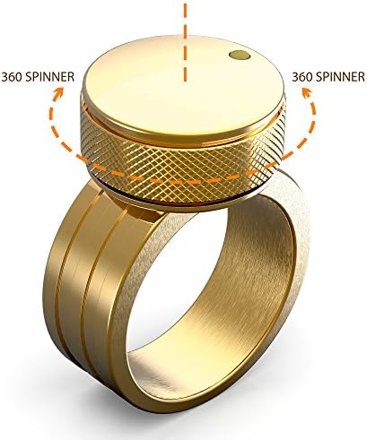 Fidget Spinner Ring Metal, Finger Spinner Ring Toy for Anxiety Boy Men size 8