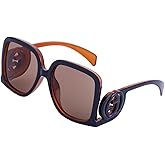 BCUYCF Women's Fashion Personalised Large Frame Sunglasses Cool Logo Square Sunglasses Travel Holiday Accessories