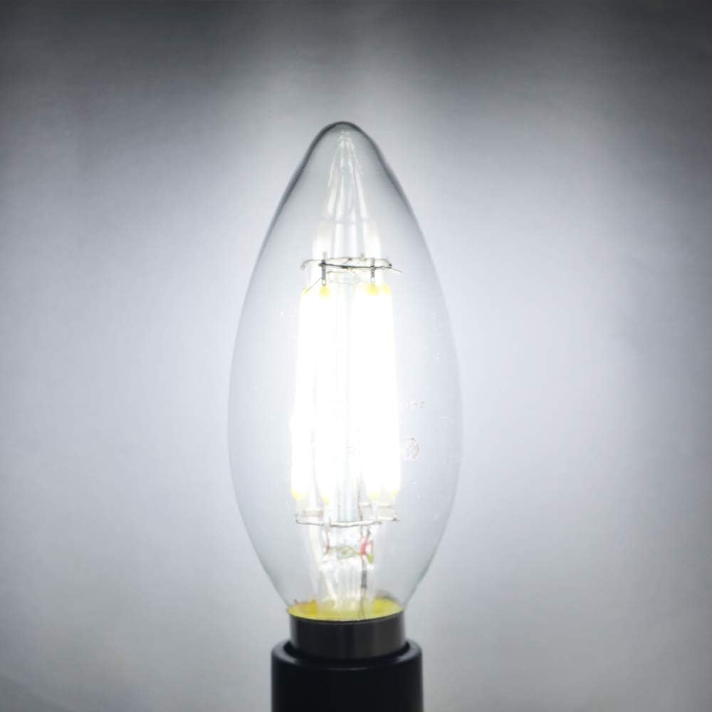 ZFQ Pack of 10 E14 Candle LED Lamp for Chandelier, Edison Led Filament Retrofit Classic, 6W, 600LM, 6500K Cold White, Equivalent Incandescent 60W, AC 220-240V, Dimmable - Image 4