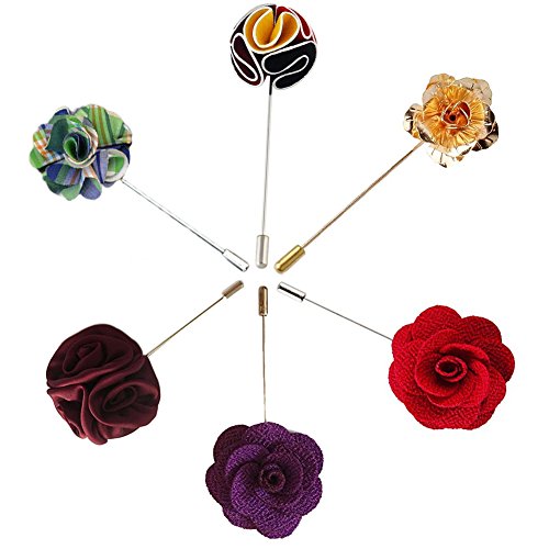 S&E Fashion Men Rose Floral Lapel Stick Brooch Pin Suit Tuxedo Corsage Accessory (set)