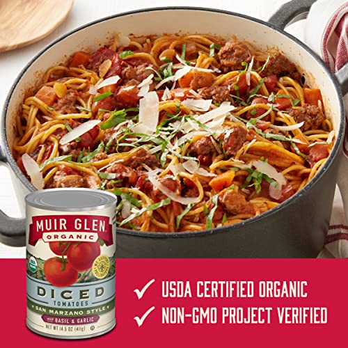 Muir Glen Organic Diced San Marzano Style Canned Tomatoes with Basil