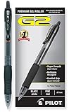 Pilot G2 Retractable Premium Gel Ink Roller Ball Pens, Fine Point, Black Ink, Dozen Box (31020)