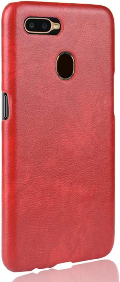 GOGODOG Compatible with Oppo A5s / AX5s Case Full Cover Ultra Thin Matte Anti Slip Scratch Resistant Leather Back Shell (Red)