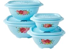 Pioneer Woman 8 Piece Food Storage Bowl Set - Sweet Rose Blue