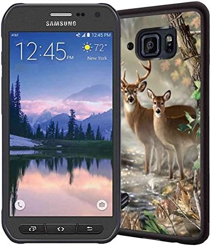 Galaxy S6 Active Case, ABLOOMBOX(TM) Deer in forest Pattern Flexible Bumper TPU Rubber Soft Skin Silicone Protective Case Cover for Samsung Galaxy S6 Active SM-G890