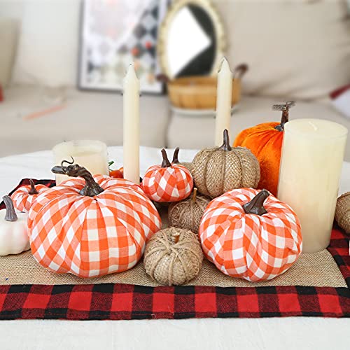 VGOODALL Künstliche Kürbisse Set, 12 Stücke Gefälschte Kürbisse Deko in verschiedenen Designs Weiß Orange für Halloween Erntedankfest Herbstdekoration