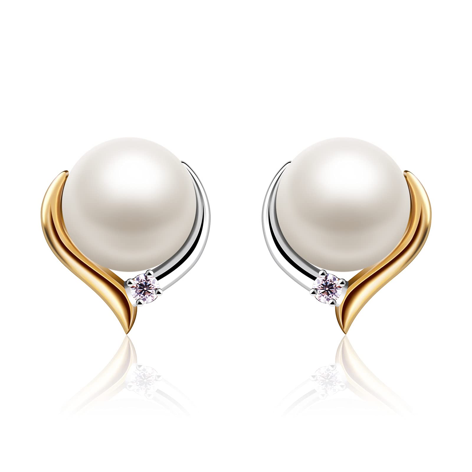 Jewlldeen Pearl Earrings for women, Sterling Silver 925 Studs, Silver Jewelry Gifts for Her,Wife,Girlfriend,Mom