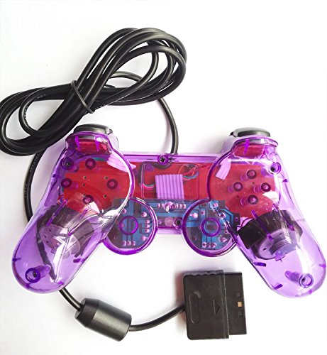 image for Saloke Wired Gaming Controller for Ps2 Double Shock (Clear Purple and 