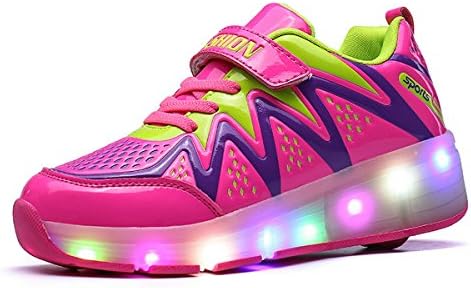 Chic Sources Boys Girls Light up Roller Shoes with 2 Wheels Skate Sneakers for Kids Youth