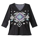 Collections Etc Women's Southwestern V Neck Albuquerque Top
