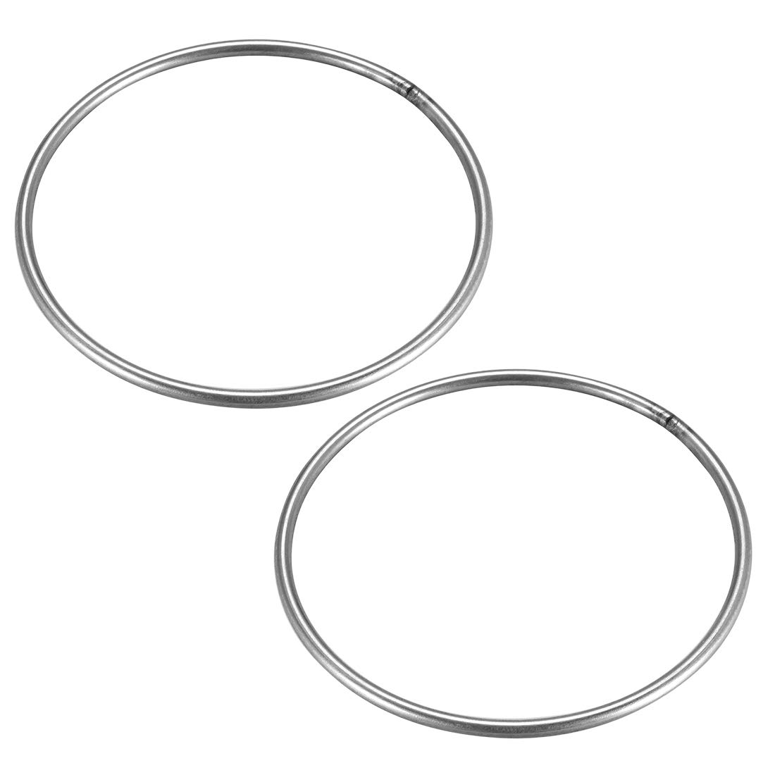 sourcing map 201 Stainless Steel O Ring 80mm(3.15") Outer Diameter 3mm Thickness Strapping Welded Round Rings 2pcs