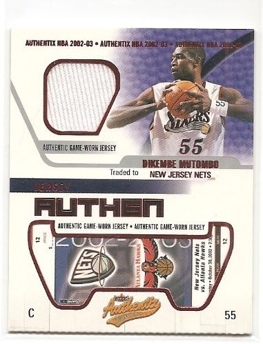 Dikembe Mutombo 2002-03 Fleer Authentix Jersey Authentix New Jersey Nets Game Worn Jersey Insert Card