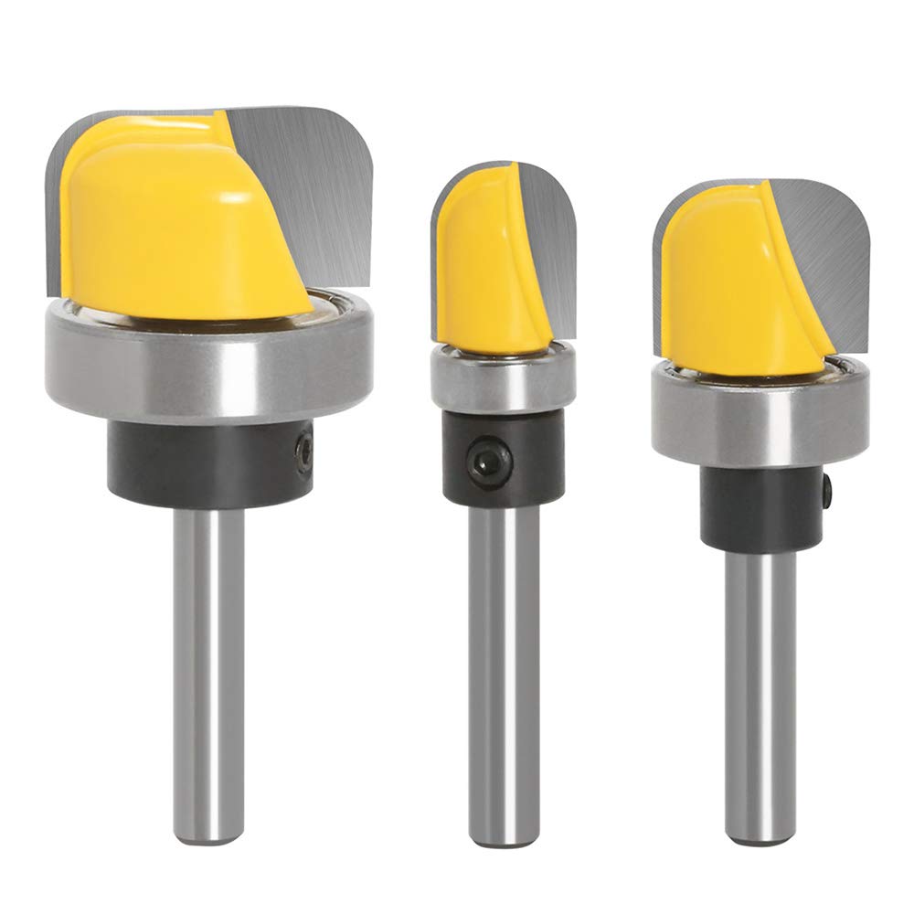 Bestgle 3pcs 1/4 Inch Shank Bowl and Tray Template Router Bit Set with Ball Bearing, Dish Carving Router Bits Woodworking Milling Cutter Tool 1/2", 3/4", 1-1/8"