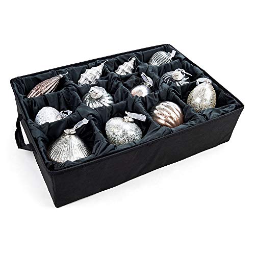 [Adjustable Christmas Ornament Storage Box with Dividers] - Deluxe Ornament Keeper - (Holds 48 Ornaments up to 6 Inches Tall by Nearly Any Width and Length) | 2 Removable Trays with Moving Separators - Thumbnail 3