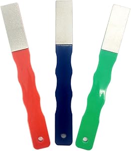 DMD Diamond Color Coded Mini Diamond Hone Kit 3Grits #220/400/600 Flat Hand File Knife Sharpener Red/Blue/Green - S/4