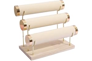 Aqerimit Detachable Bracelet Holder, Three Tier Racks Jewelry Display Stand, Stylish Velvet Wrist Watch Organizer, Beige