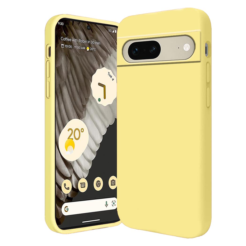 Compatible With Google Pixel 7A Case Silicone, Ultra Slim Soft Google Pixel 7A Phone Case Shockproof Anti-Scratch with Microfiber Lining Protective Cases Cover (Yellow)