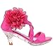 Generation Y Kids Dress Sandals Girls Clear Rhinestone Low Heels Side Flower Back Zipper Open Toes Fuchsia Clear Size 1