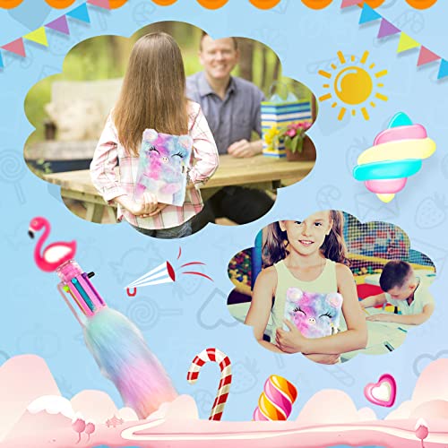 CODACE Plush Diary with Lock and Key for Girls, Fluffy Cute Lock Diary with Multicolored Pen, Plush Secret Locking Diary 160 Pages Notebook for Writing & Drawing, Gift Set for Girls, Daughter, Teen