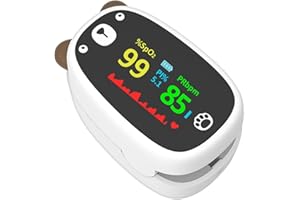 Yohcuro Pulse Oximeter, Small Oximeter for Kids, Fingertip Oxygen Monitor, Blood Oxygen Saturation, Pulse Rate Monitor, Cute Cartoon Design, Batteries Included
