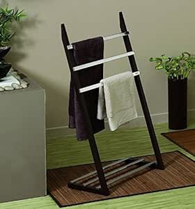 Evea Toallero Cromo Madera Oscura de baño Metal Estante de ...