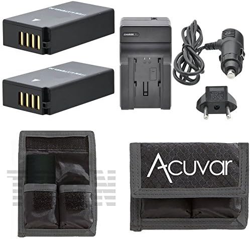 2 EN-EL20 Rechargeable Batteries + Car/Home Charger + Acuvar Battery Pouch for Nikon 1 AW1, 1 1J, 1 J2, 1 J3, 1 S1, COOLPIX A and Other Models