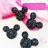 4 pcs Mickey Mouse Black Glitter Resin Rhinestone 18mmx23mm Flat back *ship with FREE GIFT from GreatDeal68*