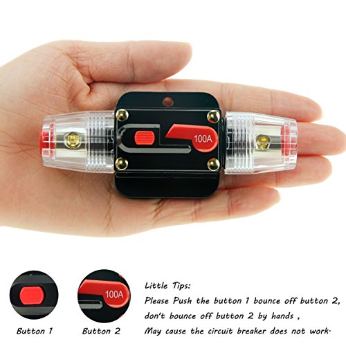 Car Audio Inline Fuse Breaker - 100A Reset Circuit Breaker Fuse Holders for Stereo Switch System Protection 12V-24V DC