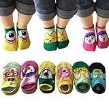 Kakalu Assorted Non-Skid Ankle Cotton Socks with Grip for 12-36 Months Baby, Cartoon 1, 6-Pairs
