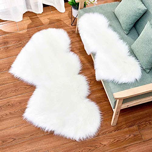 Fainosmny Hearts Carpet Mats Wool Imitation Sheepskin Rugs Faux Non Slip Bedroom Shaggy Carpet Home Decor White