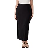 Milumia Women's Plus Size High Elastic Waist Long Bodycon Maxi Pencil Skirt