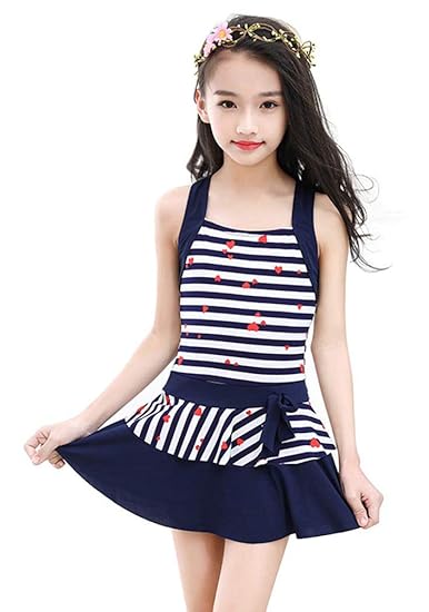Amazon キッズスクール 水着 女の子 ボーダー 女児 水着 子供 みずぎ