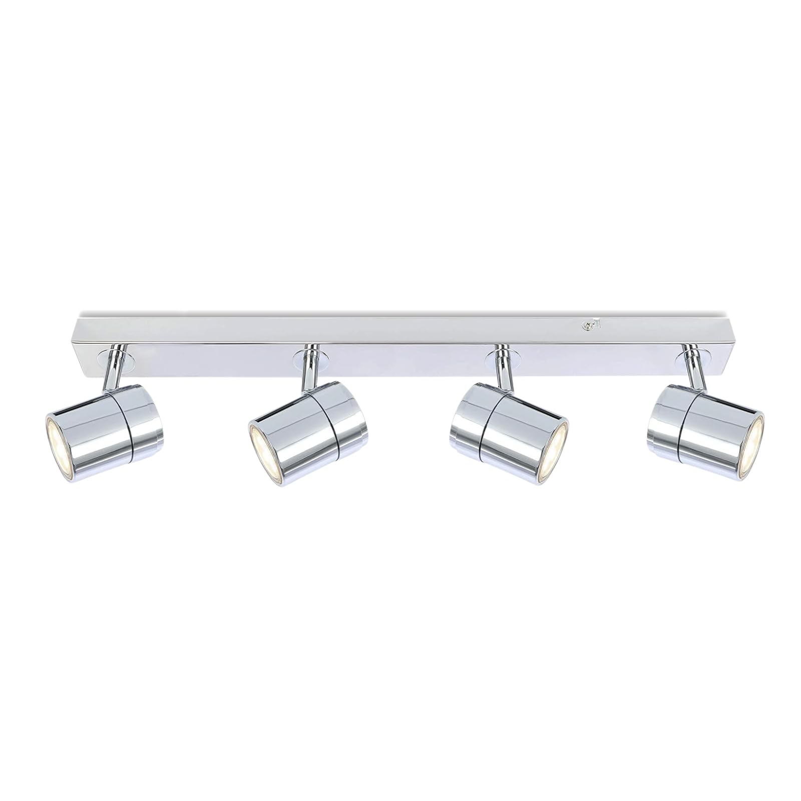 UKEW 4 Way GU10 Spotlight Ceiling Lights - Chrome Adjustable Spot Lights Ceiling Bar - Rotatable Modern LED Ceiling Light Fitting for Kitchen Living Room Bedroom Hallway