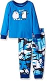 Komar Kids Boys' Big Boys' Penquin Camo 2pc Sleepwear Set, Blue, 4T