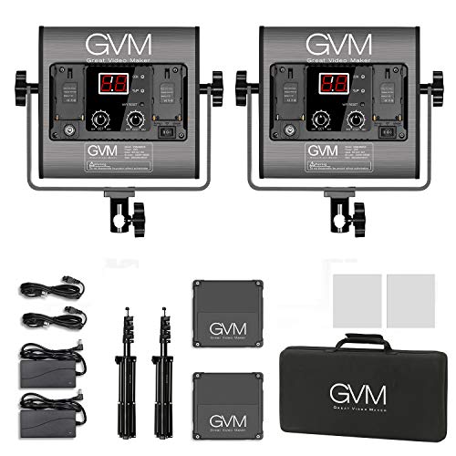 GVM-560-LED-Video-Light-Dimmable-Bi-Color-Photography-Lighting-with-APP-Control-Video-Lighting-Kit-for-YouTube-Outdoor-Studio-2-Packs-Led-Panel-Light-2300K-6800K-CRI-97
